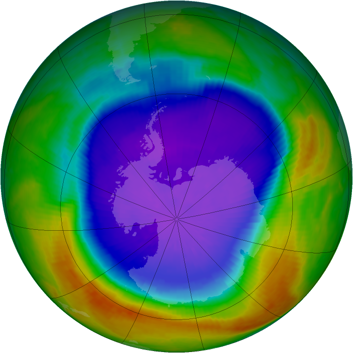 Antarctic ozone map for 25 September 2000